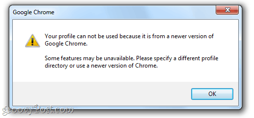 Profiiliasi ei voi käyttää, koska se on uudemmasta Google Chromen versiosta. Jotkut ominaisuudet eivät ehkä ole käytettävissä. Määritä toinen profiilihakemisto tai käytä Chromen uudempaa versiota.