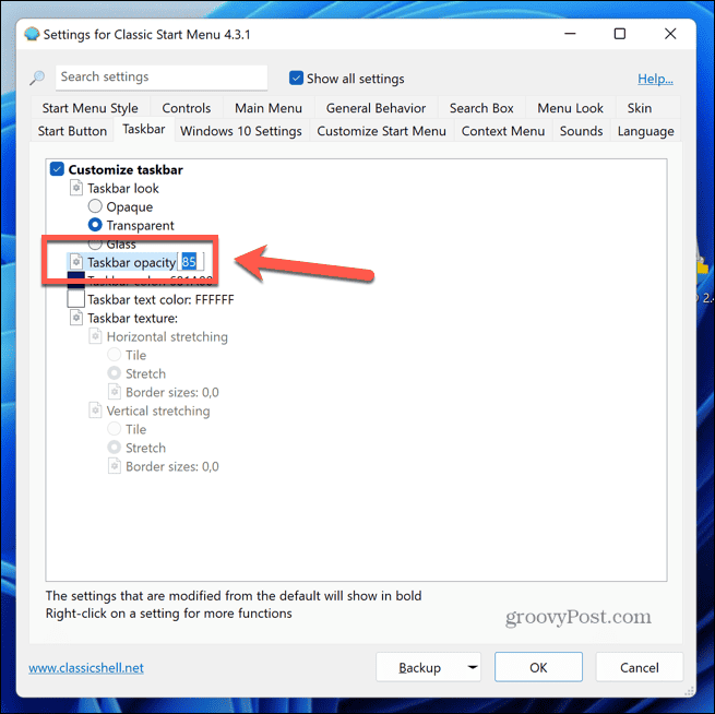 windows 11 classic shell opasiteetti