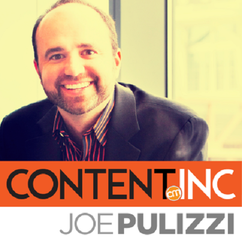 Content Inc. -yritykselle Joe Pulizzi käyttää uudelleenlähetettyä sisältöä podcasteihinssa ja tulevassa kirjassaan.