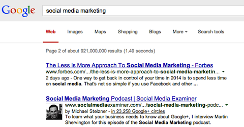 sosiaalisen median markkinointihaku google +: ssa