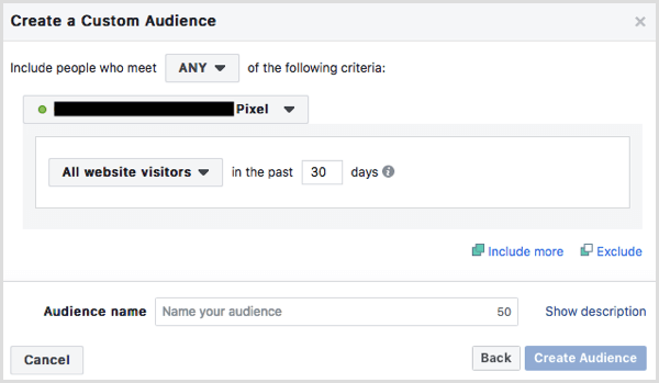 Facebook luo verkkosivuston mukautetun yleisön