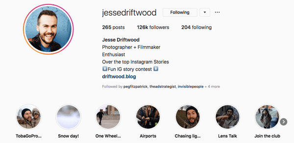 Jessie Driftwood's Instagram profile.