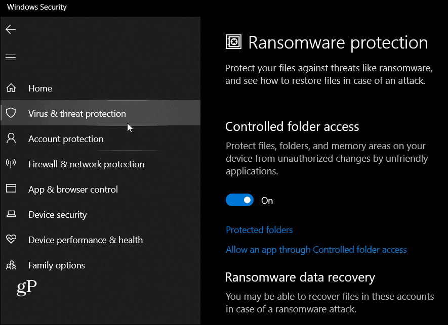 Ransomware-suojaus Windows 10