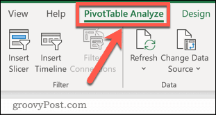 Pivot-taulukon välilehti Excelissä