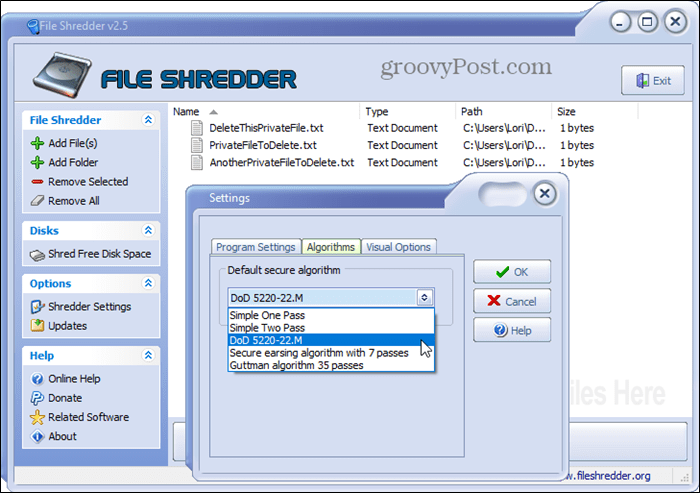 File Shredder -suojattu poistotyökalu Windowsille