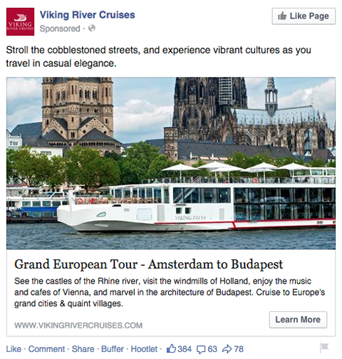 Viking River Cruises Facebook -uutissyötemainos
