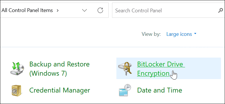 BitLocker Securityn ohjauspaneeli