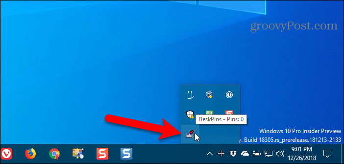 Napsauta DeskPins-kuvaketta Windowsin ilmaisinalueella saadaksesi pin