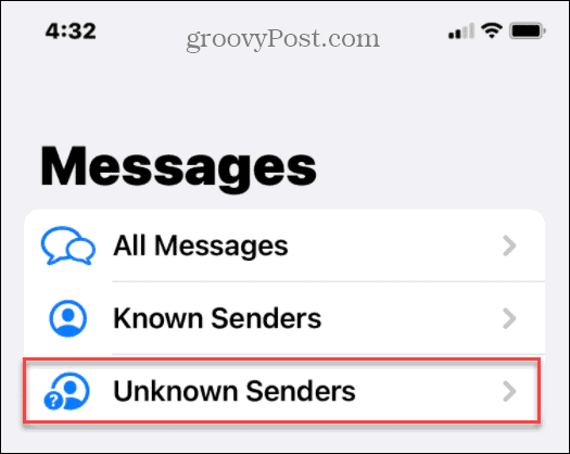 Piilota tuntemattomien lähettäjien roskapostiviesti iPhonessa