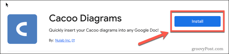 Cacoo-lisäosan asentaminen Google-dokumentteihin