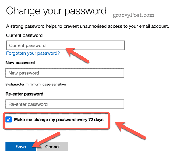 Aseta salasanan vanheneminen Microsoft-tilillä