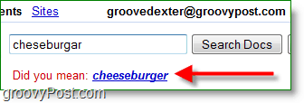 Älä koskaan kirjoita juustohampurilaista uudelleen väärin! google docs sisältää oikeinkirjoituksen ehdotuksia 