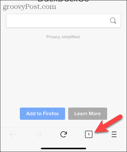 Napauta välilehden painiketta Firefox for iOS