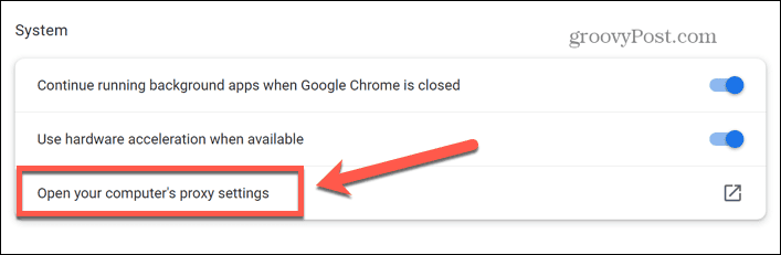 Chrome avaa välityspalvelimen asetukset tietokoneellasi