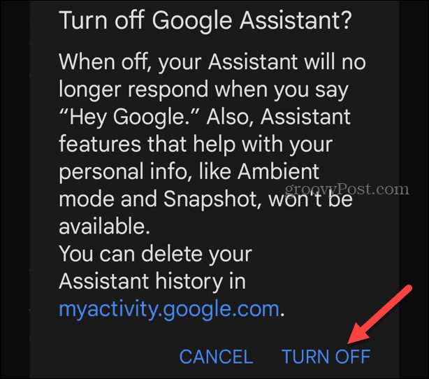 Poista Google Assistant käytöstä