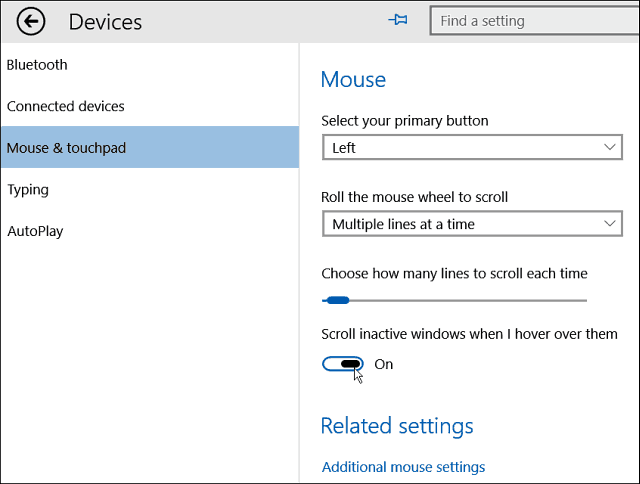 Windows 10 -vinkki: Vieritä passiivista Windowsia hiiren osoittamalla niitä