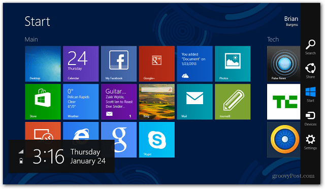 Windows 8 viehätyspalkki