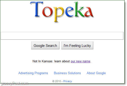 google uuden topeka-logon kanssa heidän kotisivullaan