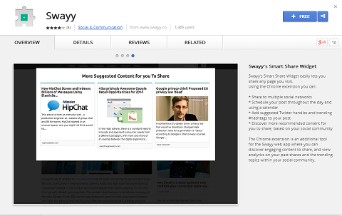 Swayyllä on myös Google Chrome -laajennus, joka helpottaa sisällön löytöjen jakamista.