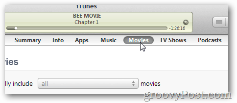 napsauta elokuvien painiketta iTunesissa