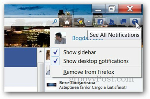 facebook Messenger Firefoxin ilmoituspalkkiin