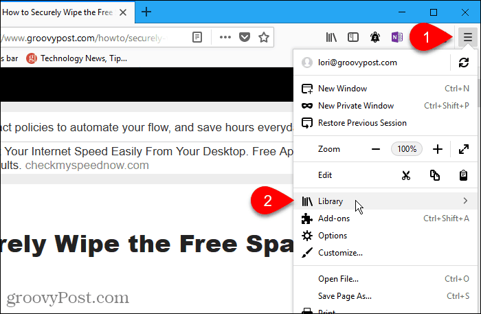 Valitse Windows Firefoxin kirjasto