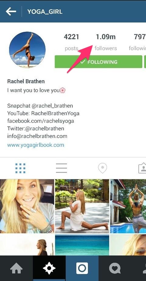 Instagram-tili käyttäjälle yoga_girl