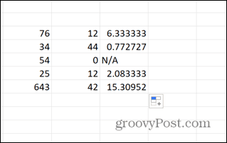 excel-kaavan tulokset