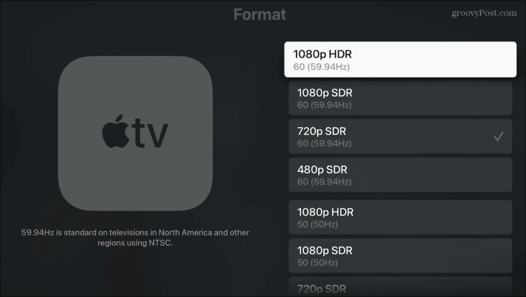 Muuta Apple TV: n näytön resoluutiota
