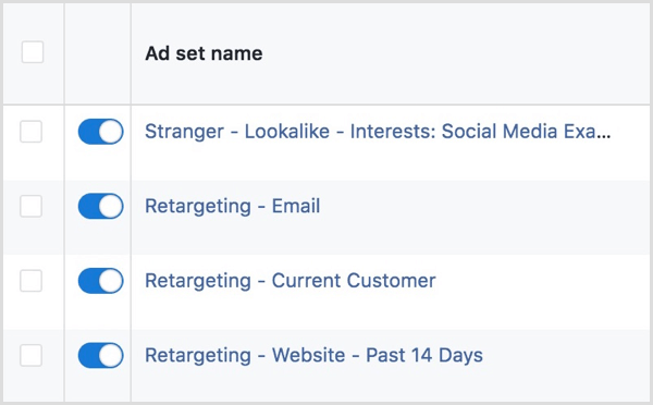 facebook-mainosten mainosryhmän nimeämiskäytäntö