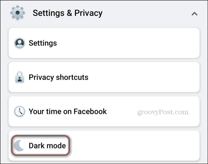 Facebook Dark Mode Android-asetukset Privacy Dark Mode