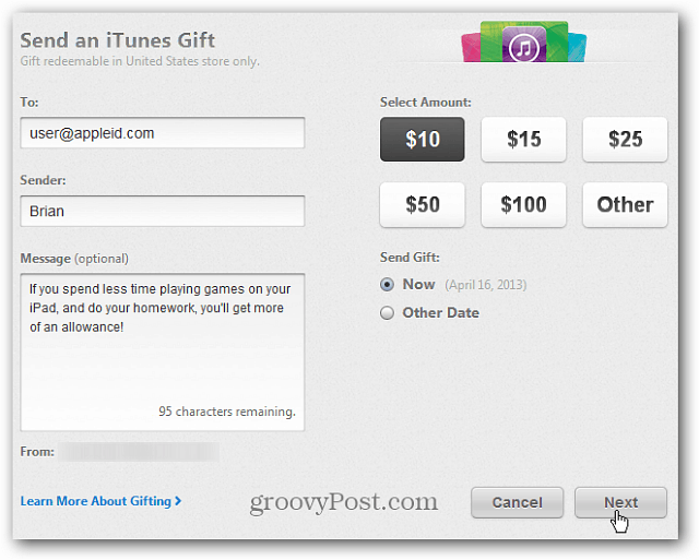 Kuinka lähettää virtuaalisia iTunes-lahjakortteja iTunes- tai iOS-laitteista