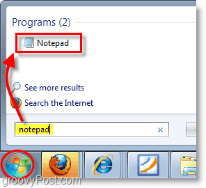 Windows 7 -kuvakaappaus - avaa muistikirja