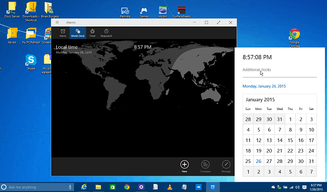 Ota piilotettu kalenteri, kello ja Spartan käyttöön Windows 10: ssä