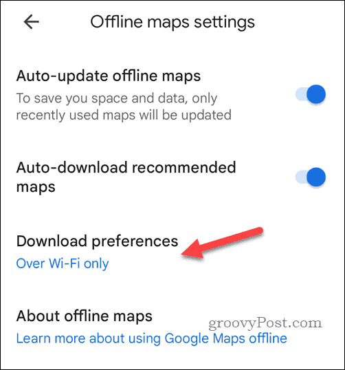 Google Mapsin offline-karttojen latausasetukset