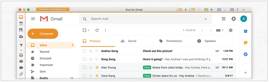 Kiwi Gmailiin