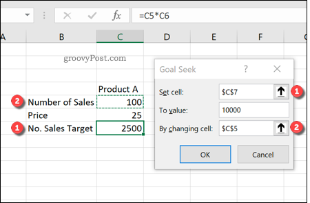 Tavoitehaun käyttäminen Excelissä