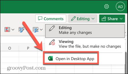 Excel auki työpöytäsovelluksessa