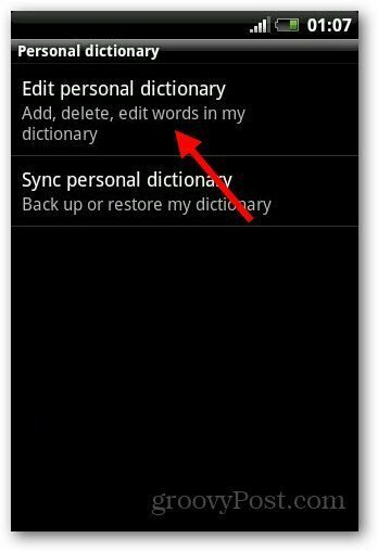 Lisää sanakirja Android 5