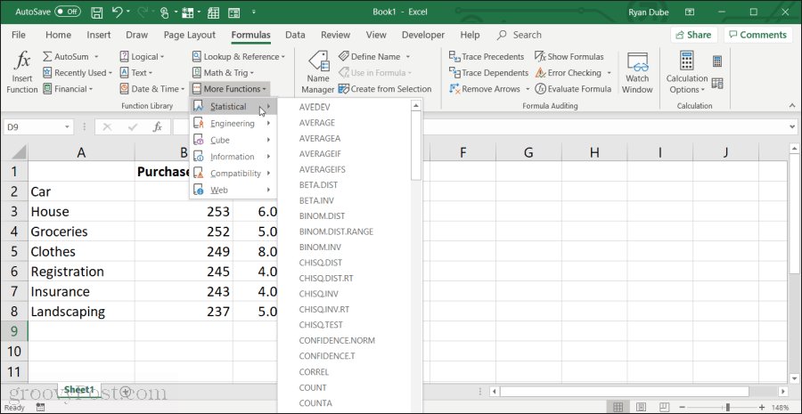 Keskiarvon valitseminen Excelissä