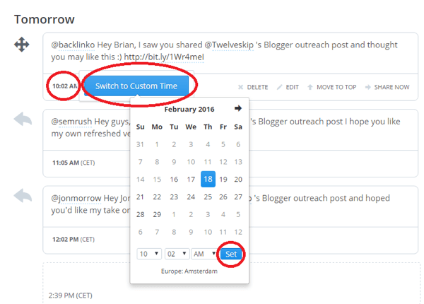 muuta tweetin päivämäärää puskurissa