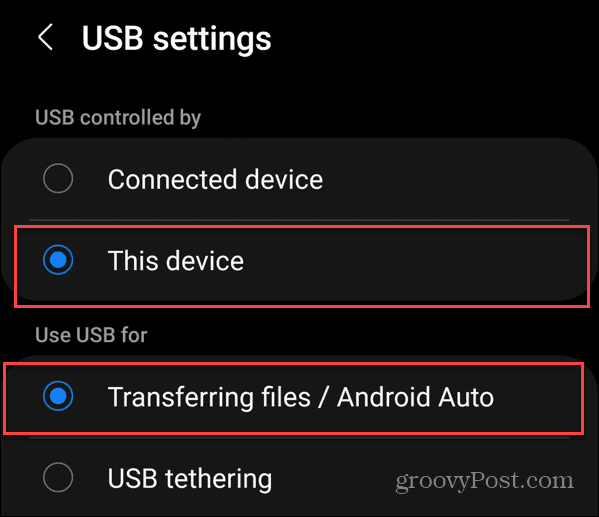 Siirrä valokuvat Androidista USB-asemaan