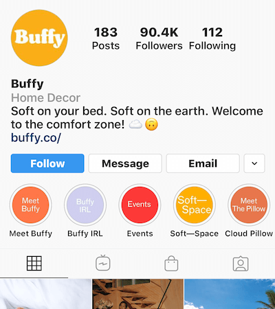 Instagram korostaa albumit Buffy-profiilissa