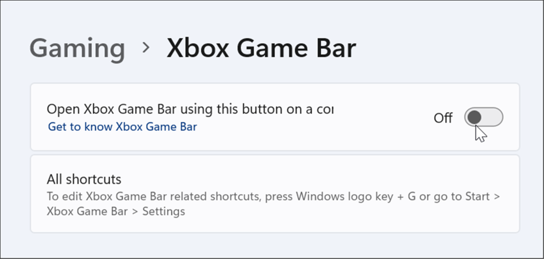 poista xbox-pelipalkki käytöstä Windowsissa