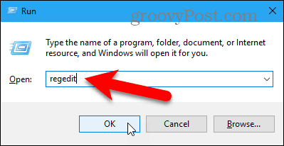 Avaa rekisterieditori Windows 10: ssä