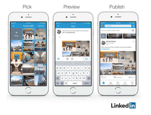 LinkedIn ilmoitti, että jäsenet voivat nyt helposti lisätä useita valokuvia yhteen viestiin.