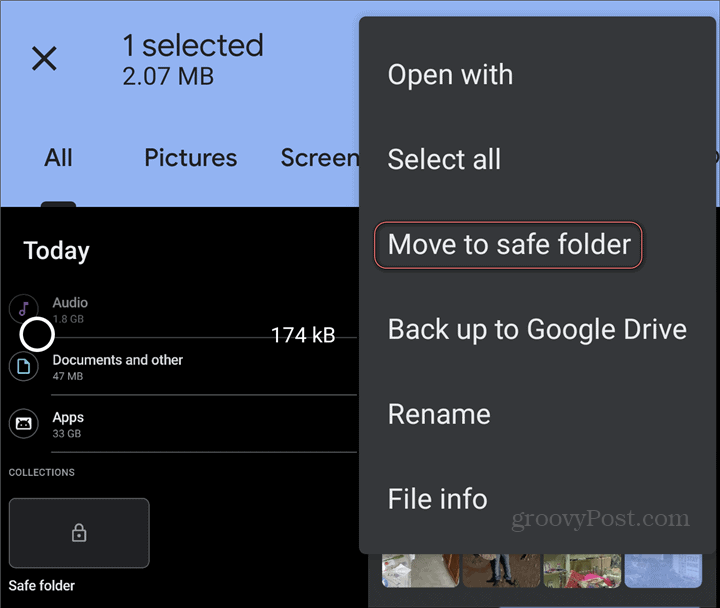 Google Safe Folderin tiedostot siirtyvät