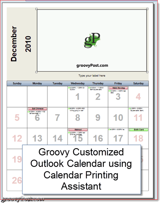 Kalenteritulostusapuri Outlook 2010