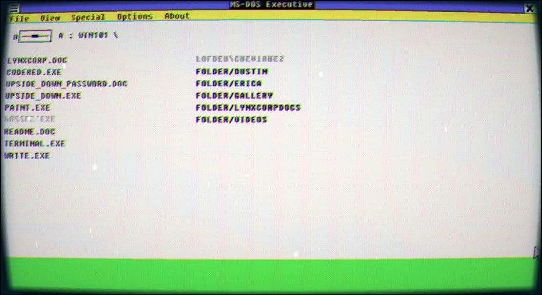 Koe 1985 Windows-käyttöjärjestelmä Windows 1.11 -peli- ja -teeman kanssa