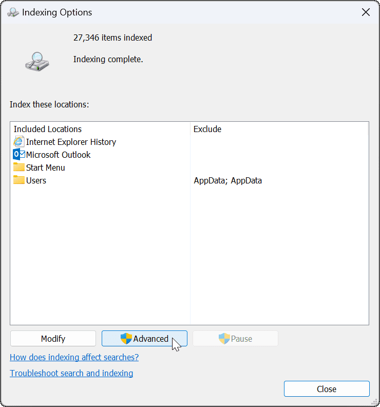 Windows 11 Outlook Search ei toimi